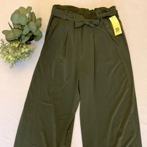 NWT Green Paper Bag Tie Waist Pant Large